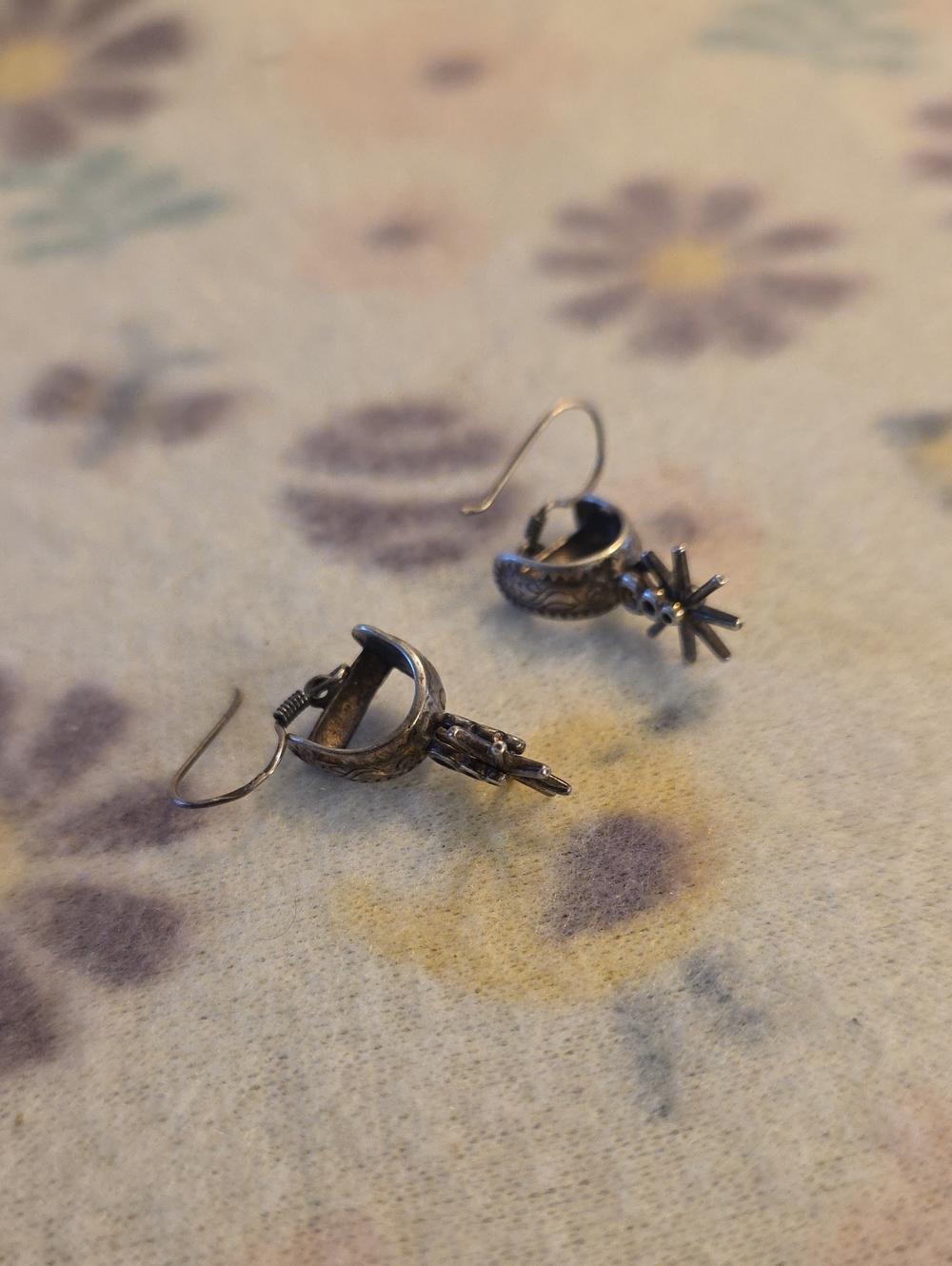 925 Sterling Silver Cowboy Spurs Dangle Earrings